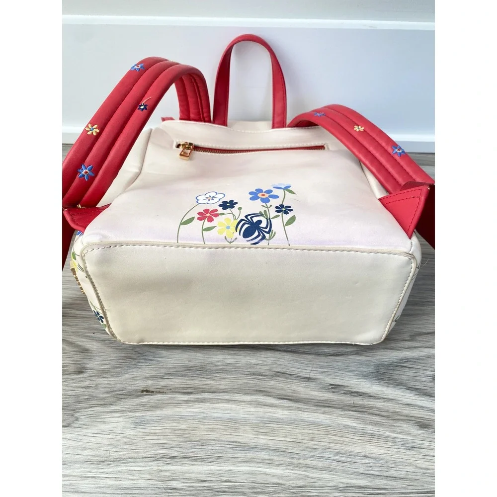 Boxlunch Our Universe Marvel Spider-Man Floral Mini Backpack Cream Red Universal